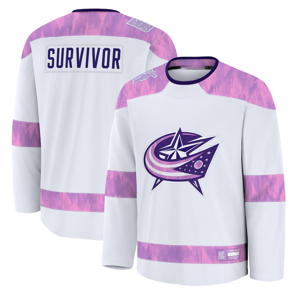 harde CB.Jackets White Hockey Fights Cancer Survivor Practice Jersey