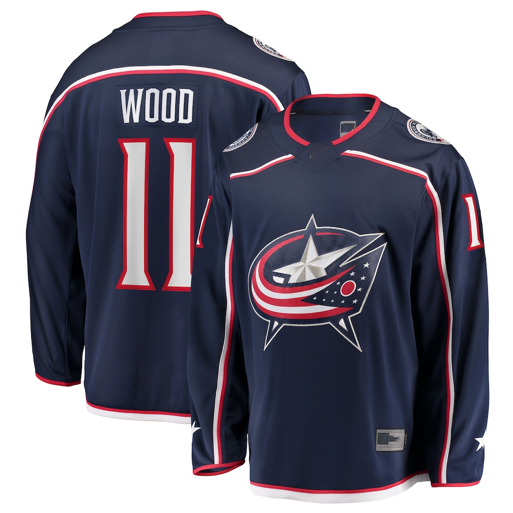 harde CB.Jackets #11 Miles Wood Navy Home Breakaway Jersey