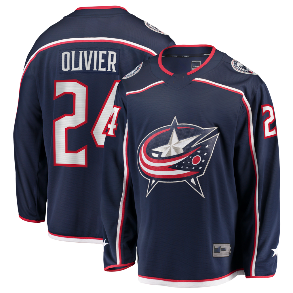 harde CB.Jackets #24 Mathieu Olivier Navy Home Breakaway Jersey