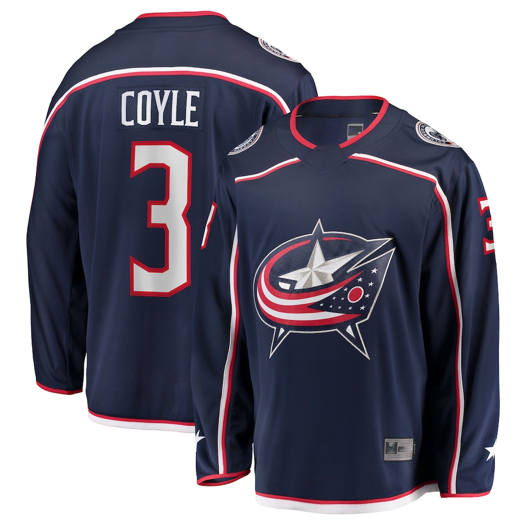 harde CB.Jackets #3 Charlie Coyle Navy Home Breakaway Jersey