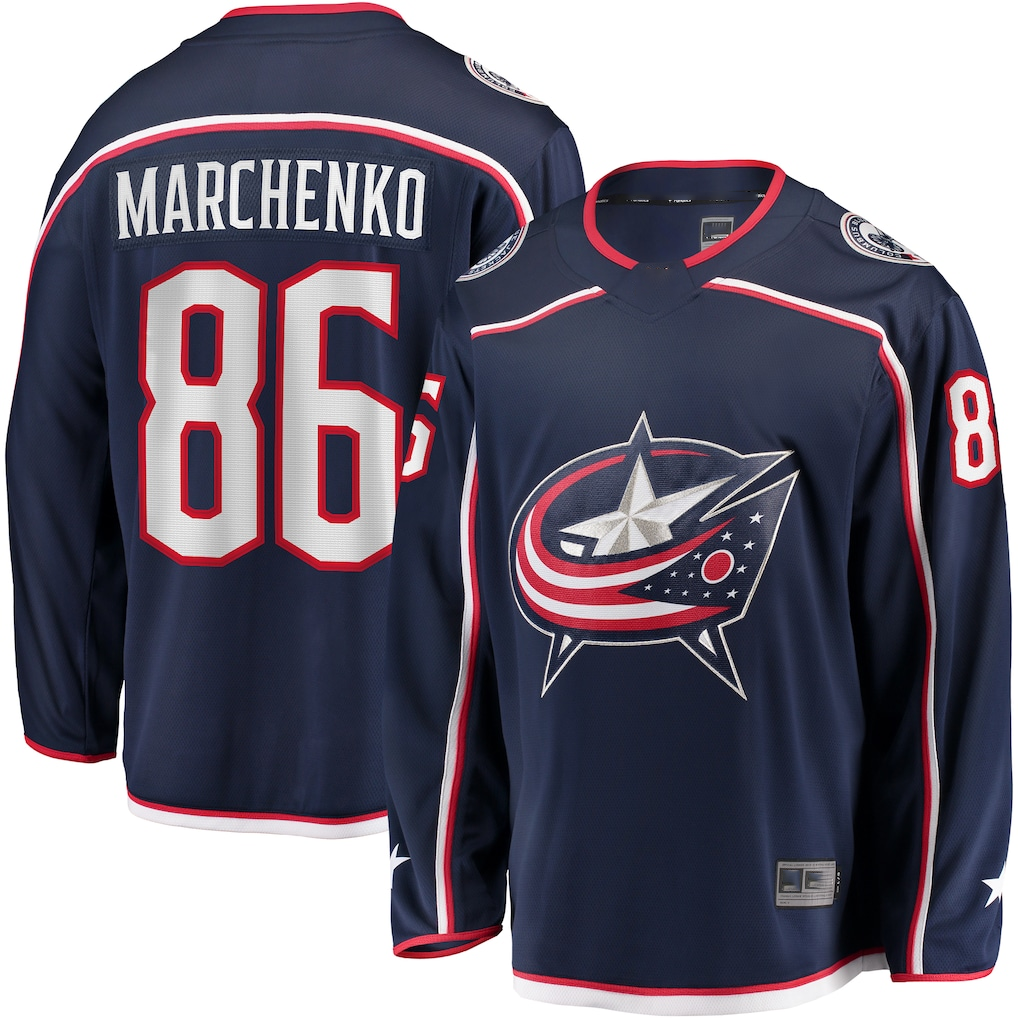 harde CB.Jackets #86 Kirill Marchenko Navy Home Breakaway Jersey