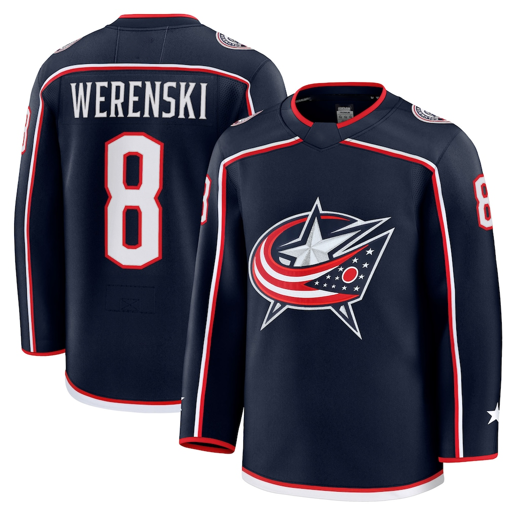 harde CB.Jackets #8 Zach Werenski Navy Home Premium Jersey