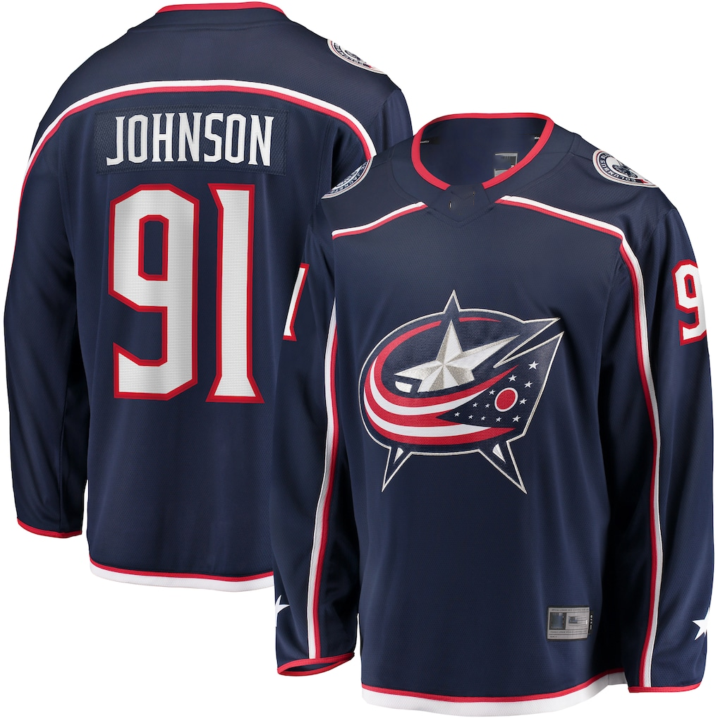 harde CB.Jackets #91 Kent Johnson Navy Home Breakaway Jersey