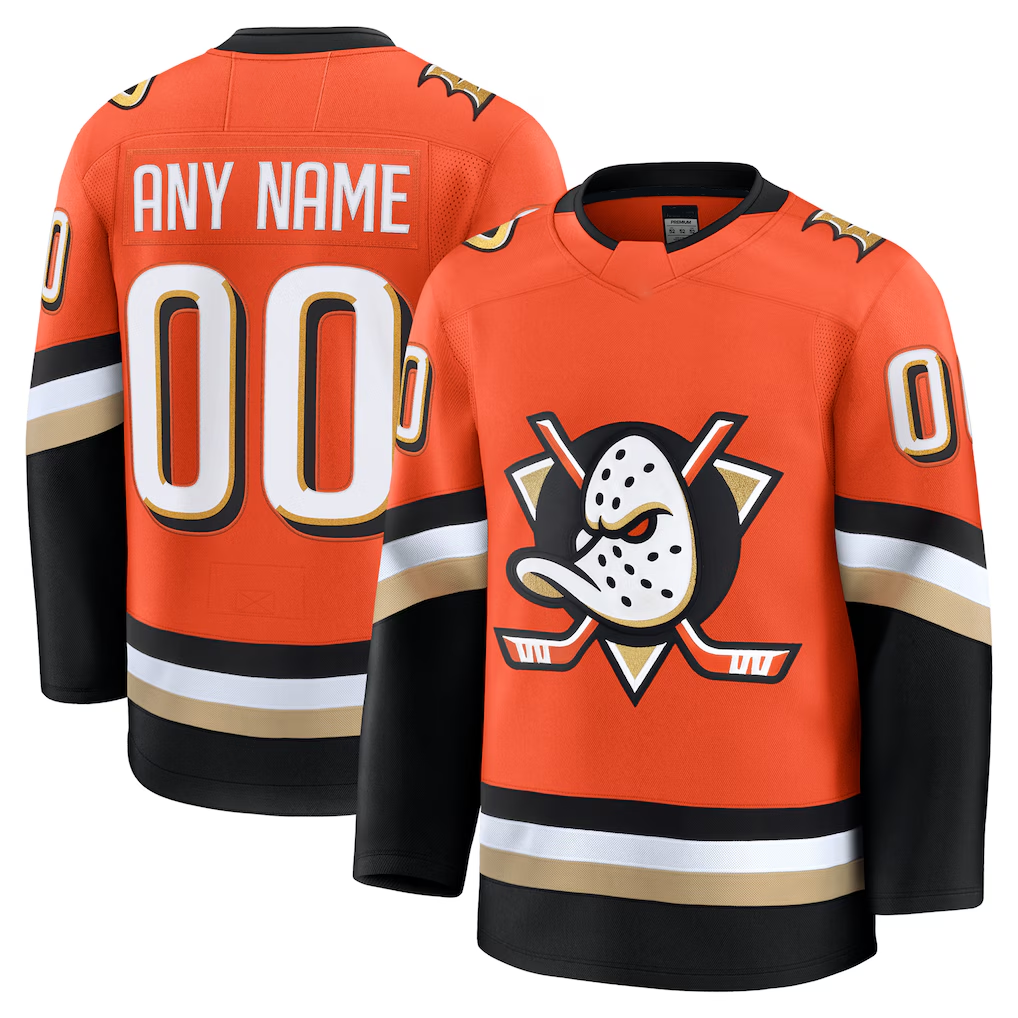 harde Custom A.Ducks Orange Home Premium Jerseys