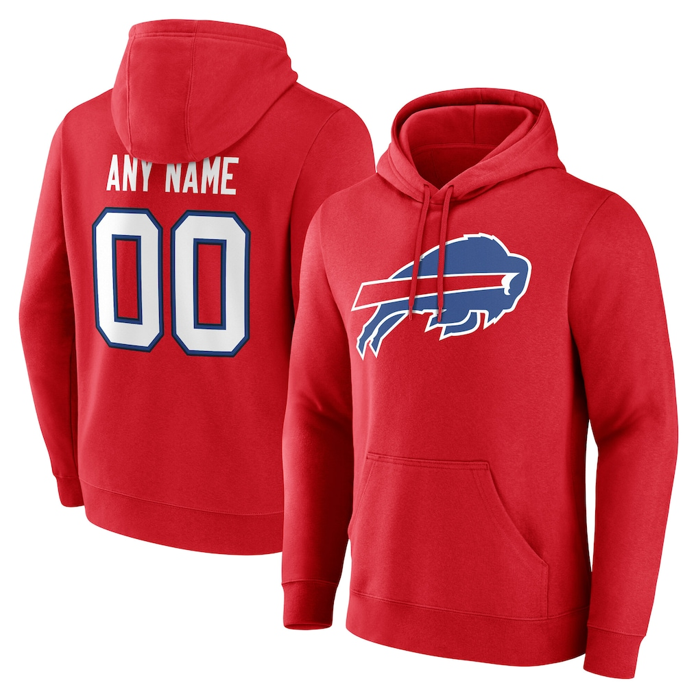 harde Custom B.Bills Red Team Authentic Personalized Name & Number Hoodie Stitched Jerseys