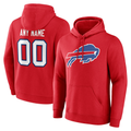 harde Custom B.Bills Red Team Authentic Personalized Name & Number Hoodie Stitched Jerseys