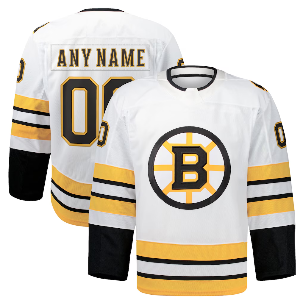 harde Custom B.Bruins White Away Authentic Pro Stitched Jerseys