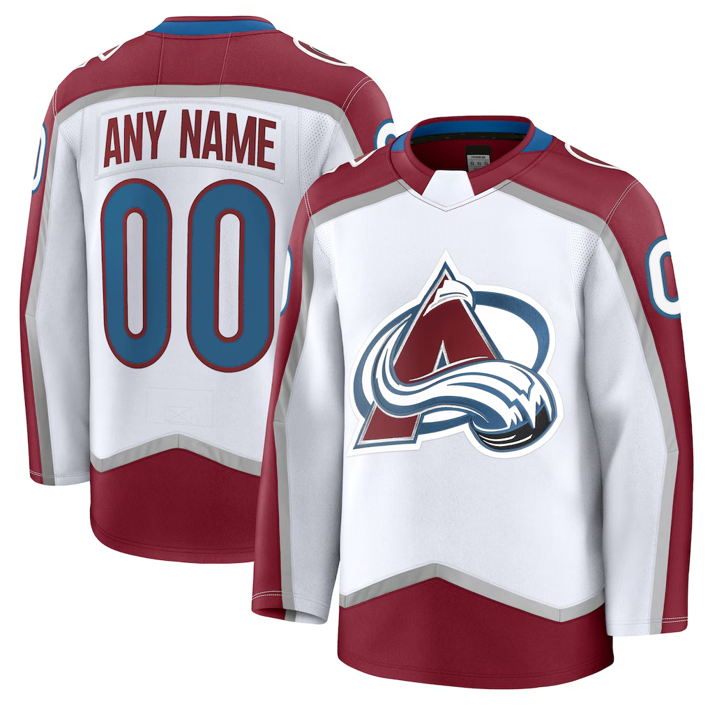 harde Custom C.Avalanche White Away Premium Jerseys
