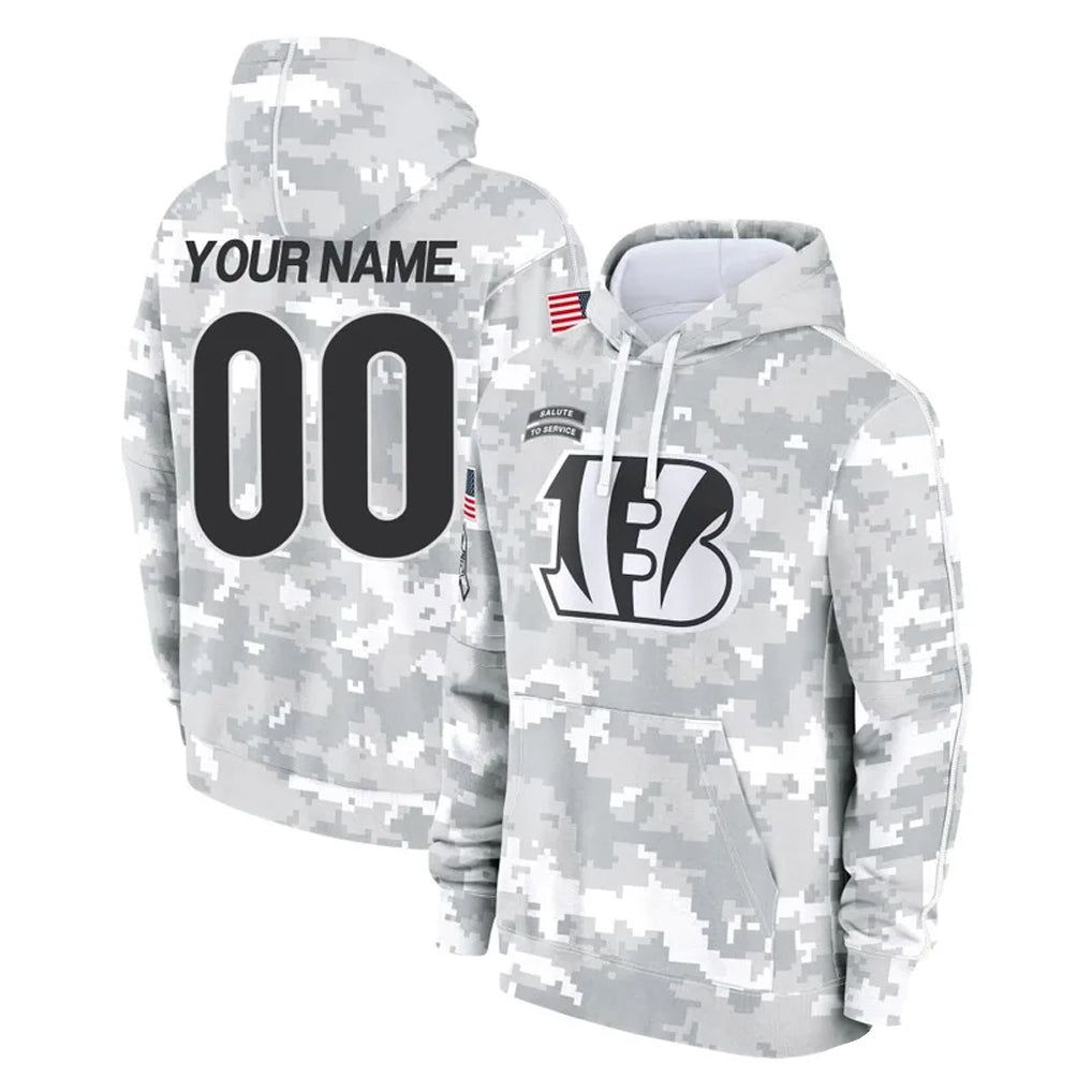 harde Custom C.Bengals Arctic Camo Salute to Service Pullover Hoodie Limited Any Name & Numbers Stitched Jerseys