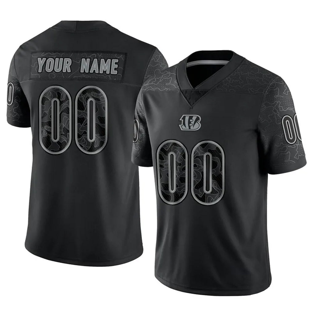 harde Custom C.Bengals Black Reflective Limited Game Any Name & Numbers Stitched Jerseys