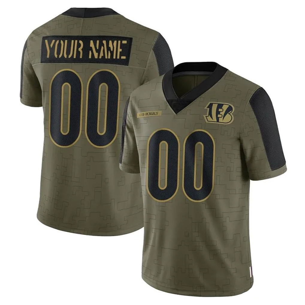 harde Custom C.Bengals Olive Salute to Service Game Any Name & Numbers Stitched Jerseys