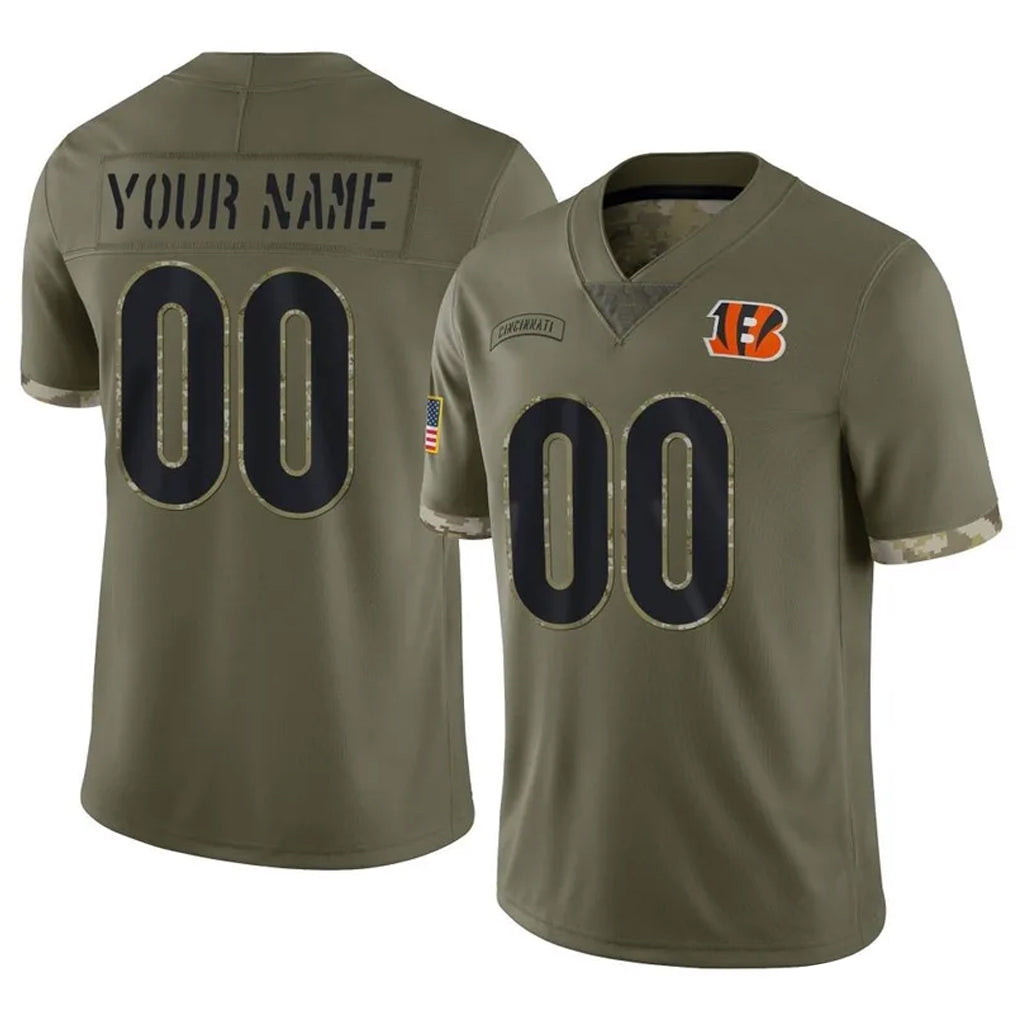 harde Custom C.Bengals Olive Salute to Service Limited Game Any Name & Numbers Stitched Jerseys