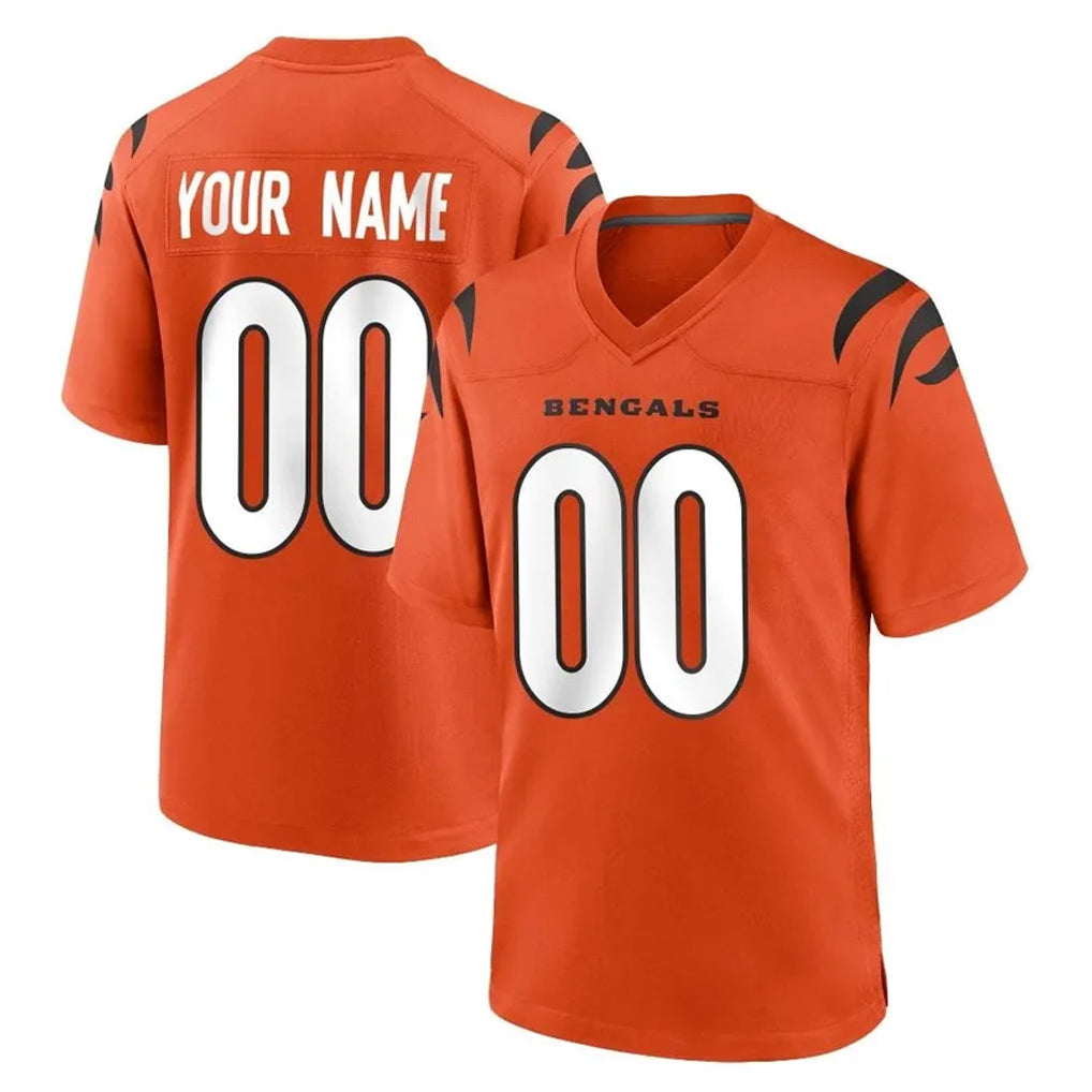 harde Custom C.Bengals Orange Home Game Any Name & Numbers Stitched Jerseys