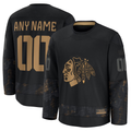 harde Custom C.Blackhawks Black 2024 Military Appreciation Practice Jerseys