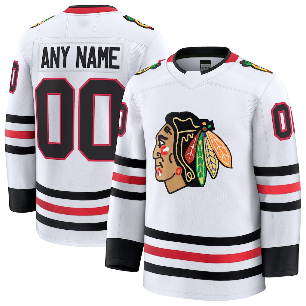 harde Custom C.Blackhawks White Away Premium Jerseys