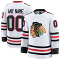 harde Custom C.Blackhawks White Away Premium Jerseys