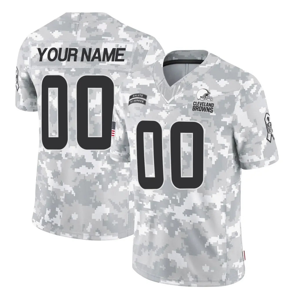 harde Custom C.Browns Arctic Camo Salute to Service Limited Home Game Any Name & Numbers Stitched Jerseys
