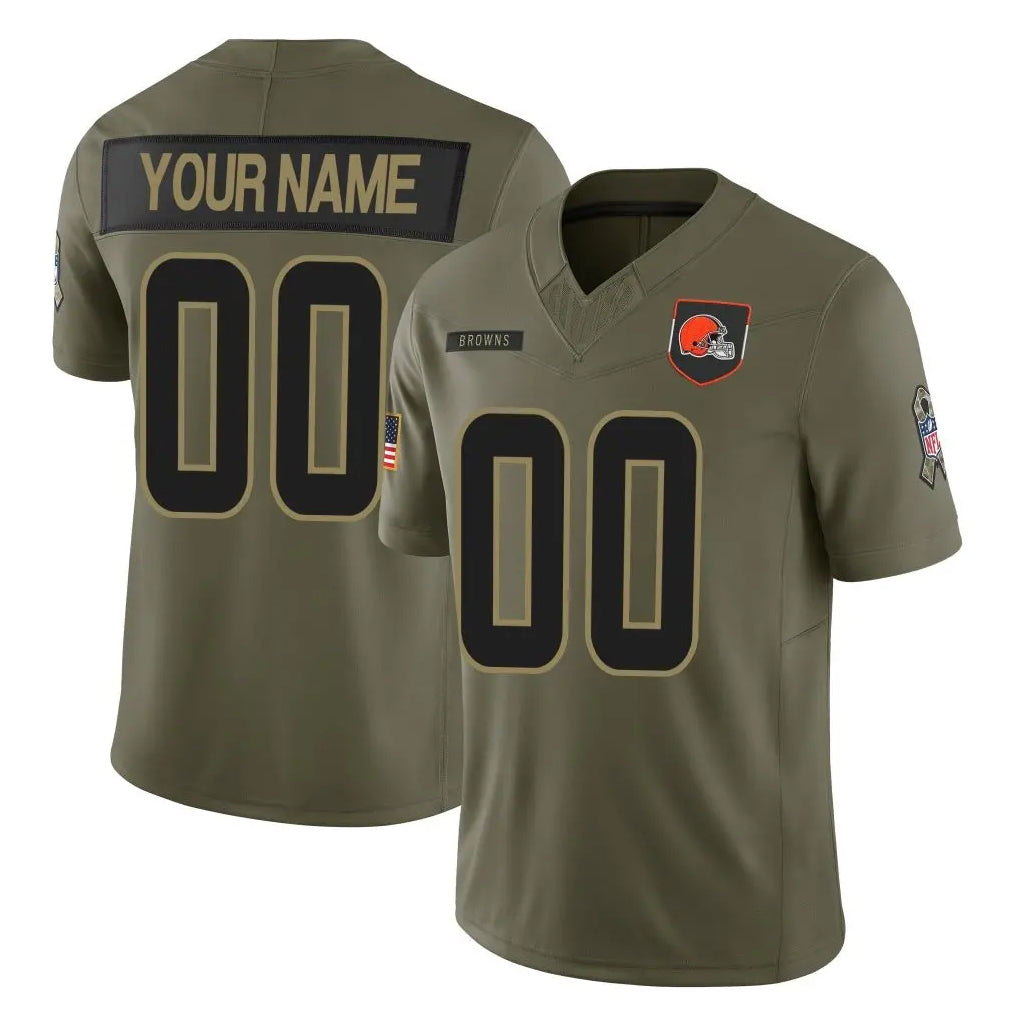 harde Custom C.Browns Olive 2025 Salute to Service Limited Home Game Any Name & Numbers Stitched Jerseys