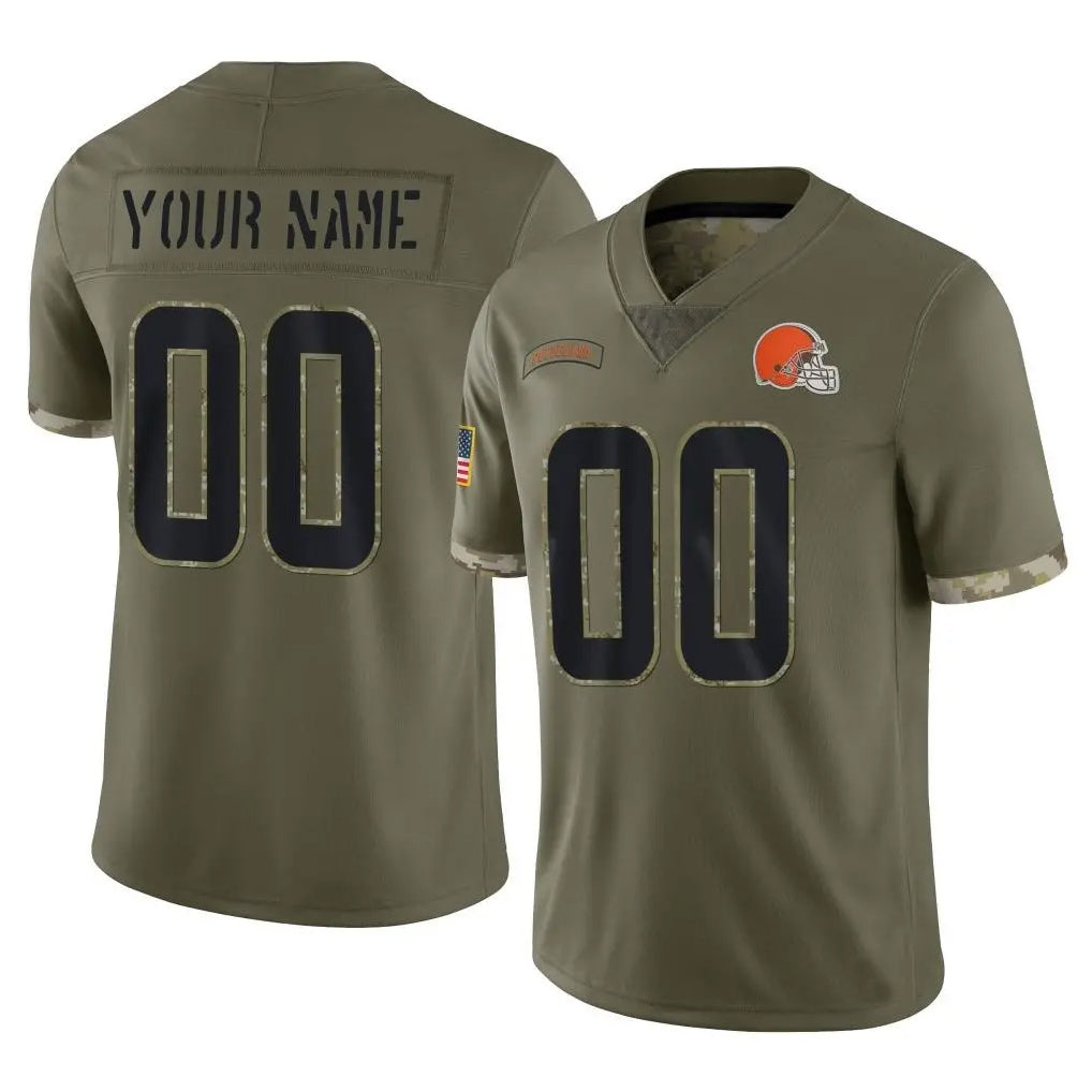 harde Custom C.Browns Olive Salute to Service Limited Game Any Name & Numbers Stitched Jerseys