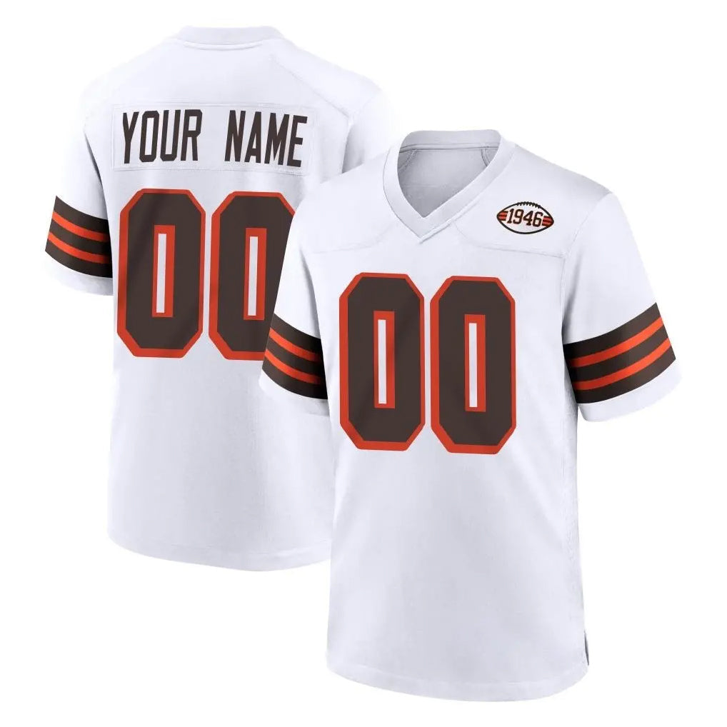 harde Custom C.Browns White Alternate Home Game Any Name & Numbers Stitched Jerseys