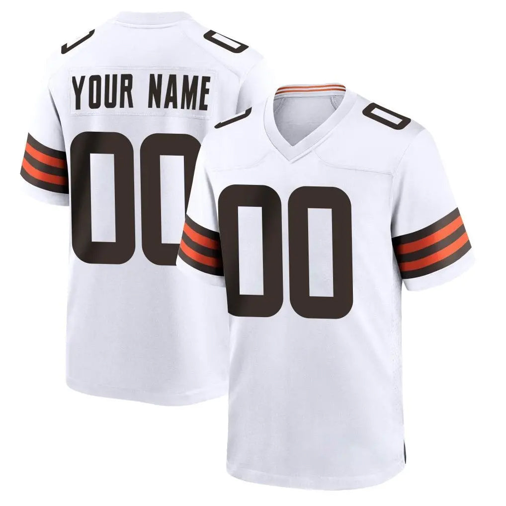harde Custom C.Browns White Home Game Any Name & Numbers Stitched Jerseys