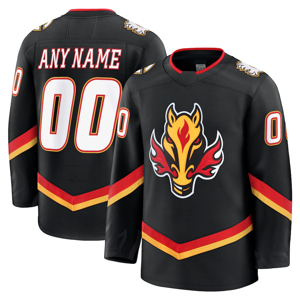 harde Custom C.Flames Black Alternate Premium Jerseys