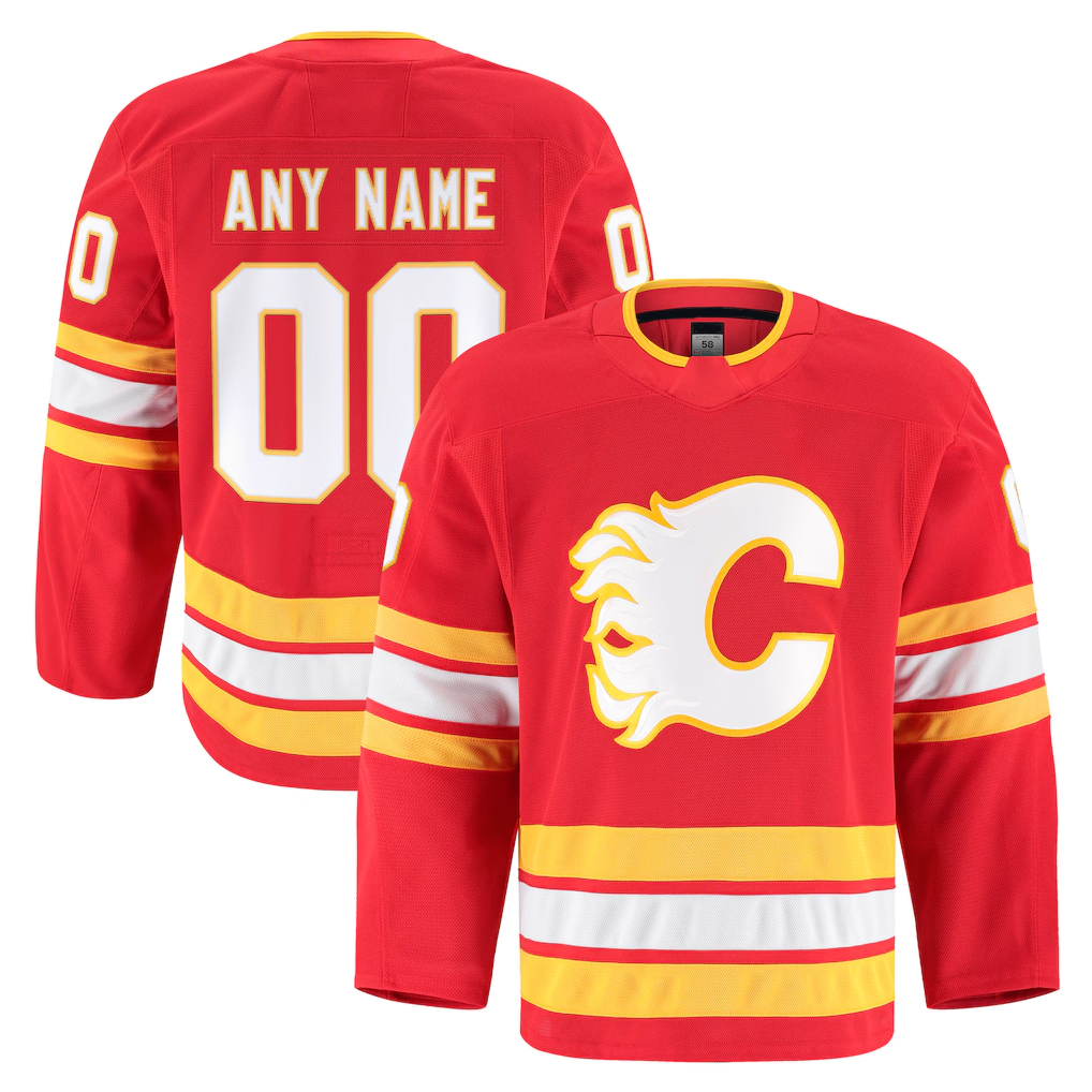 harde Custom C.Flames Red Home Authentic Pro Jerseys