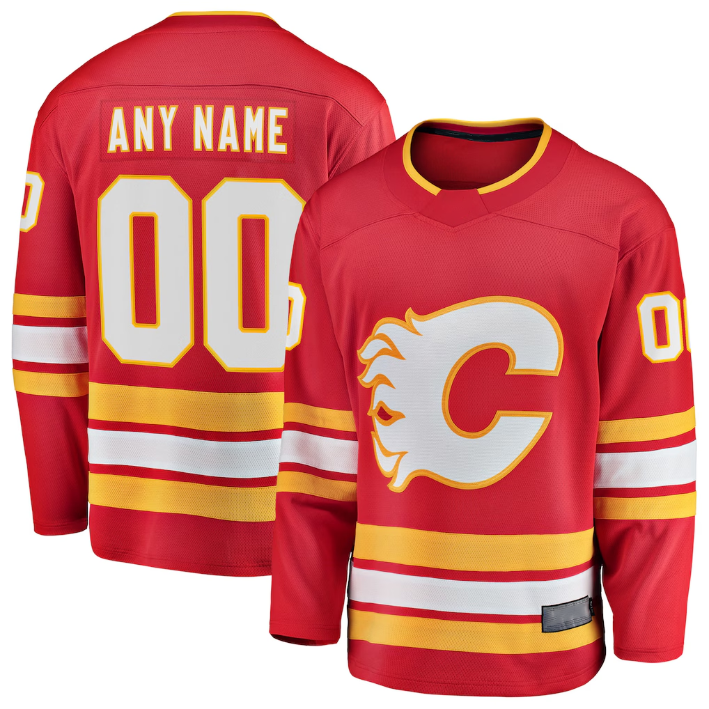 harde Custom C.Flames Red Home Breakaway Jerseys