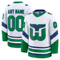 harde Custom C.Hurricanes White Throwback Premium Stitched Jerseys
