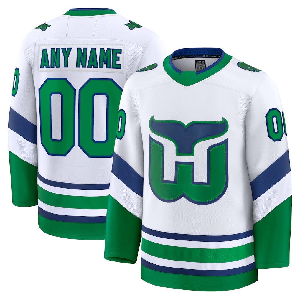 harde Custom C.Hurricanes White Throwback Premium Stitched Jerseys