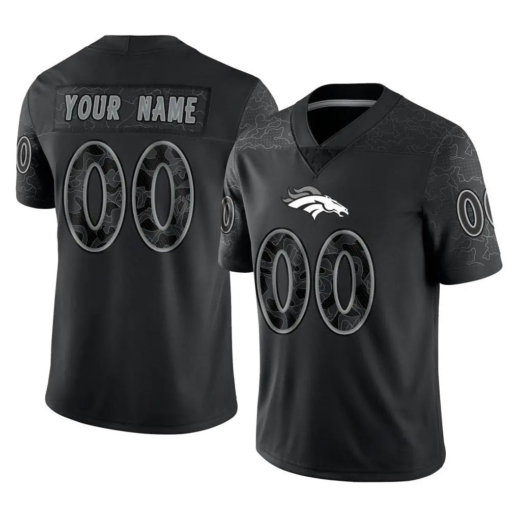 harde Custom D.Broncos Black Reflective Limited Any Name & Numbers Stitched Jerseys