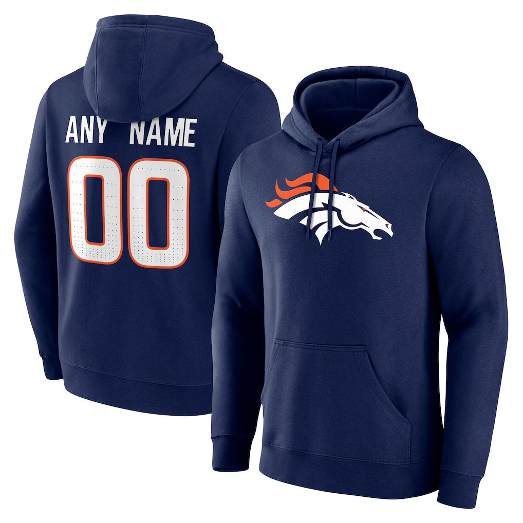 harde Custom D.Broncos Navy Pullover Hoodie Limited Any Name & Numbers Stitched Jerseys
