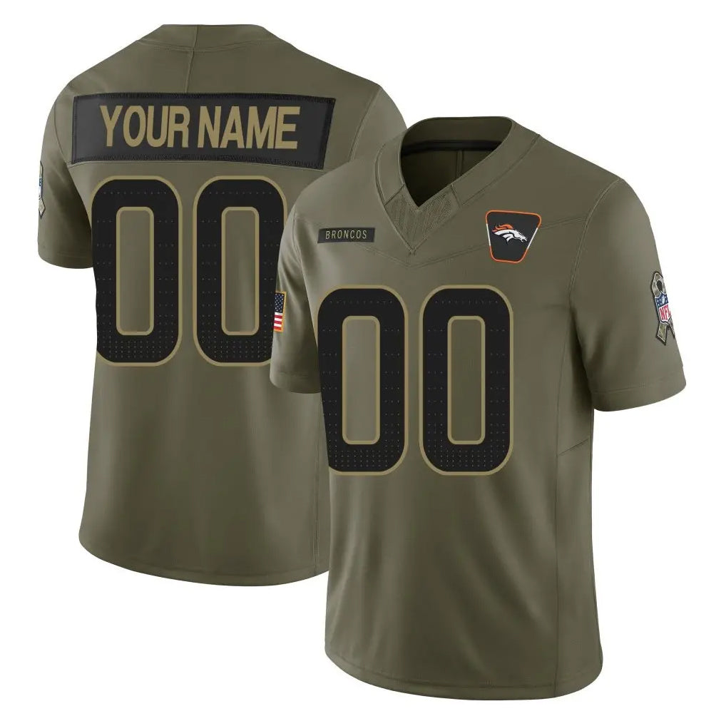 harde Custom D.Broncos Olive 2025 Salute To Service Limited Home Any Name & Numbers Stitched Jerseys