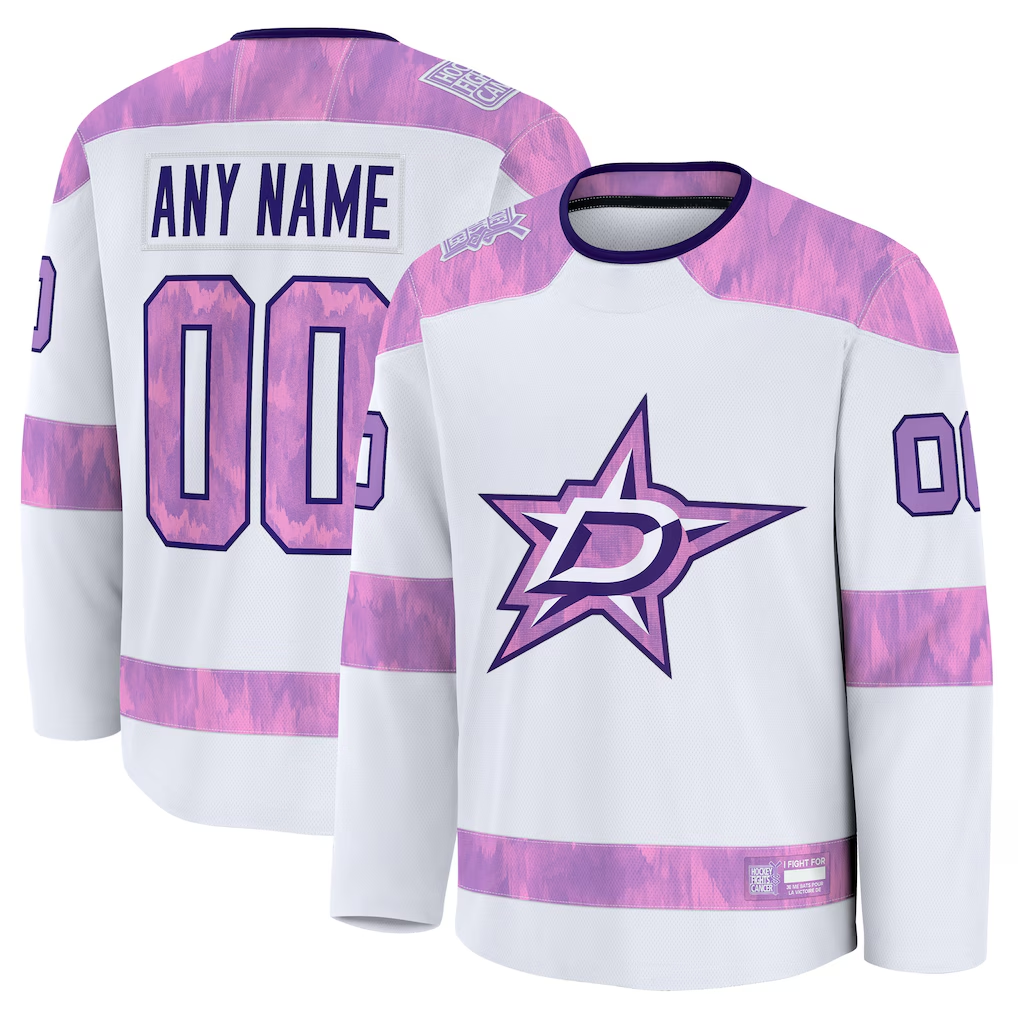 harde Custom D.Stars White 2024 Hockey Fights Cancer Practice Jerseys