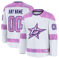 harde Custom D.Stars White 2024 Hockey Fights Cancer Practice Jerseys