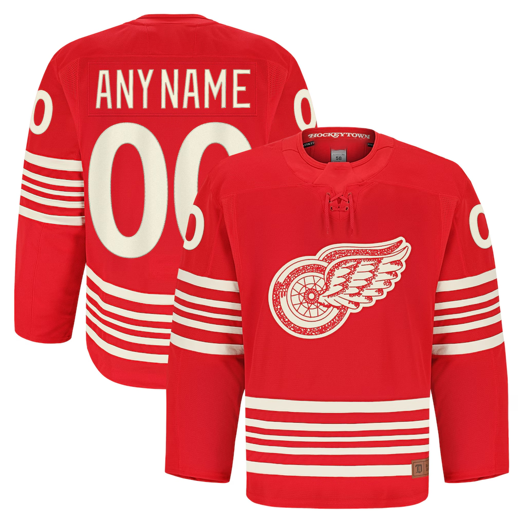 harde Custom D.Red wings Red Anniversary Authentic Pro Jerseys