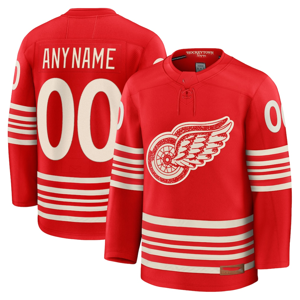harde Custom D.Red wings Red Centennial Premium Jerseys
