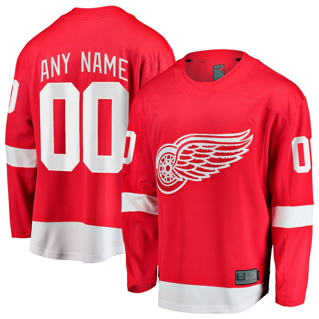 harde Custom D.Red wings Red Home Breakaway Jerseys