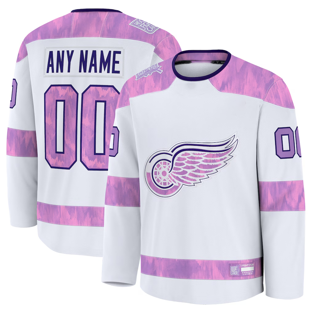 harde Custom D.Red wings White 2024 Hockey Fights Cancer Practice Jerseys