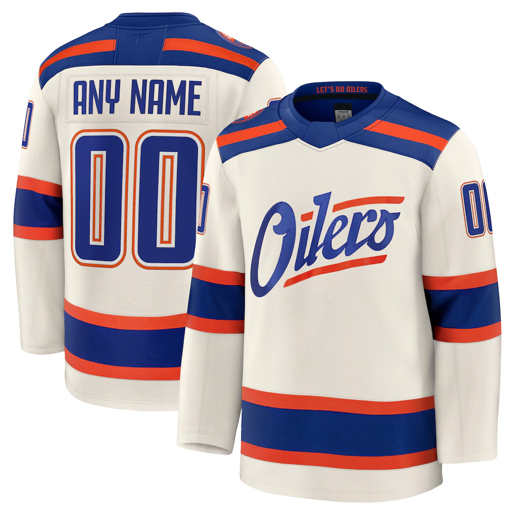 harde Custom E.Oilers Light Beige Alternate Premium Jerseys