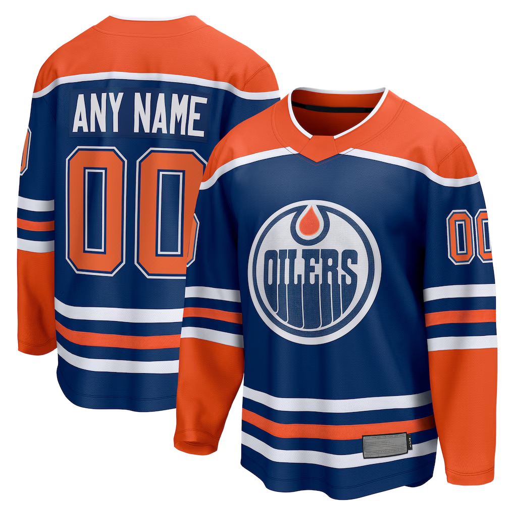 harde Custom E.Oilers Royal Home Breakaway Jerseys