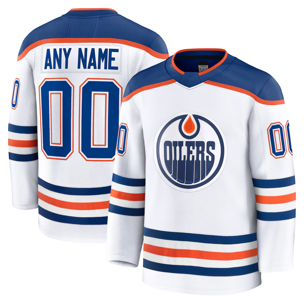 harde Custom E.Oilers White Away Premium Jerseys