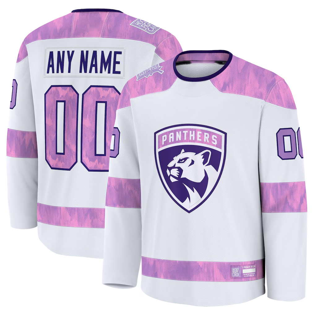 harde Custom F.Panthers White 2024 Hockey Fights Cancer Practice Jerseys