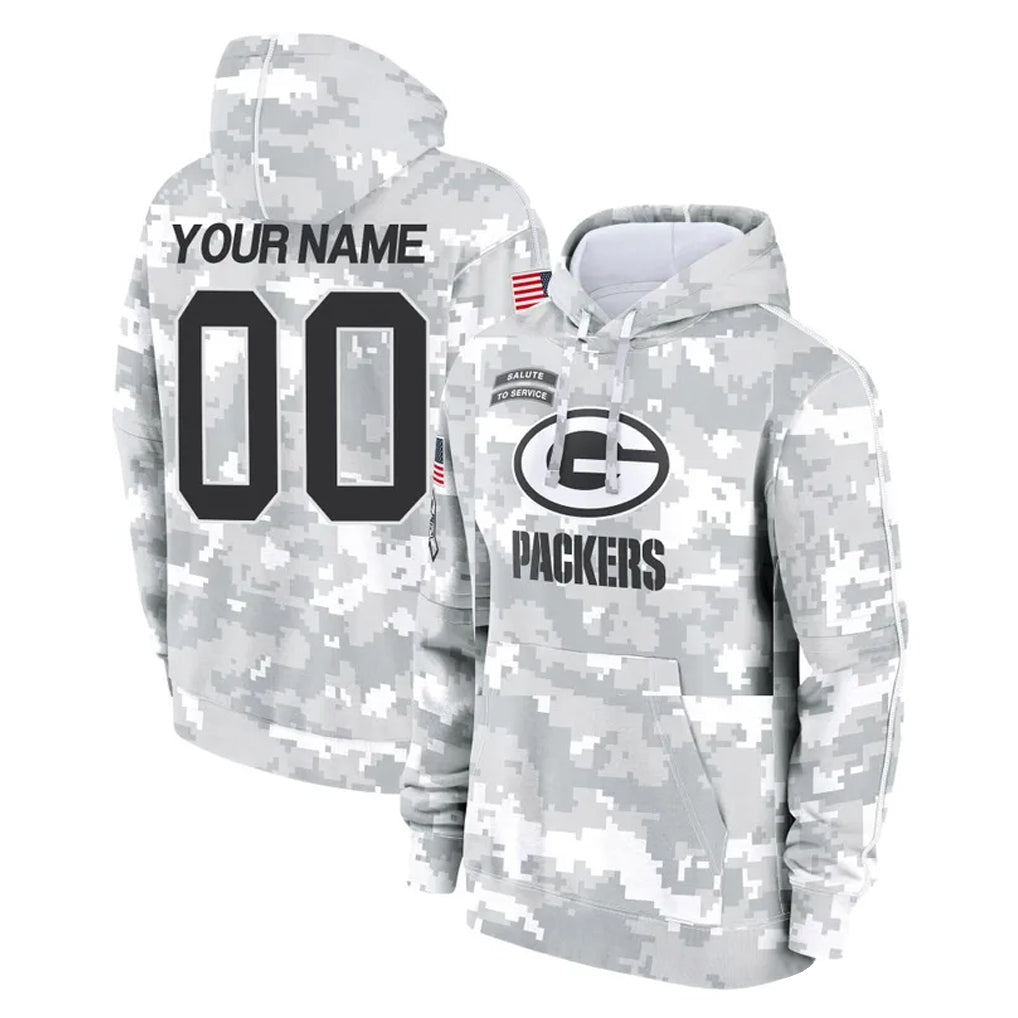 harde Custom GB.Packers Arctic Camo Salute to Service Hoodies Limited Game Any Name & Numbers Stitched Jerseys