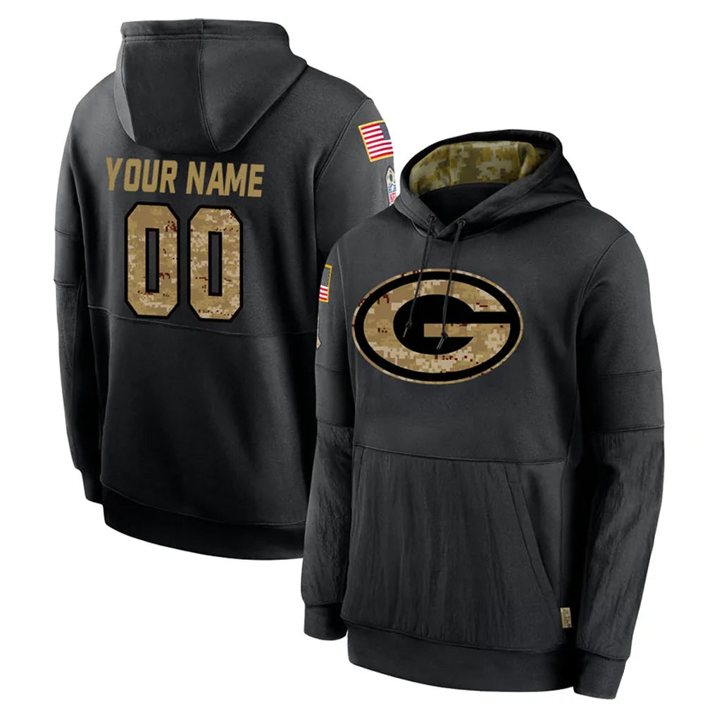 harde Custom GB.Packers Black Salute to Service Hoodies Limited Game Any Name & Numbers Stitched Jerseys
