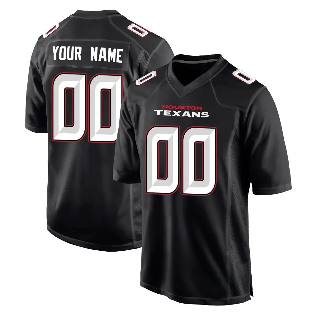 harde Custom H.Texans Carbon Black Fashion Home Game Any Name & Numbers Stitched Jerseys