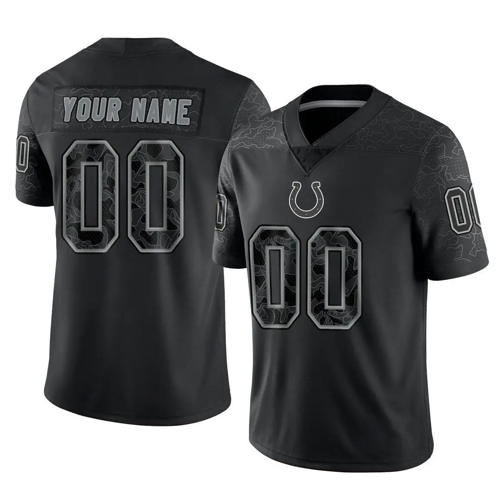 harde Custom IN.Colts Black Reflective Limited Game Any Name & Numbers Stitched Jerseys