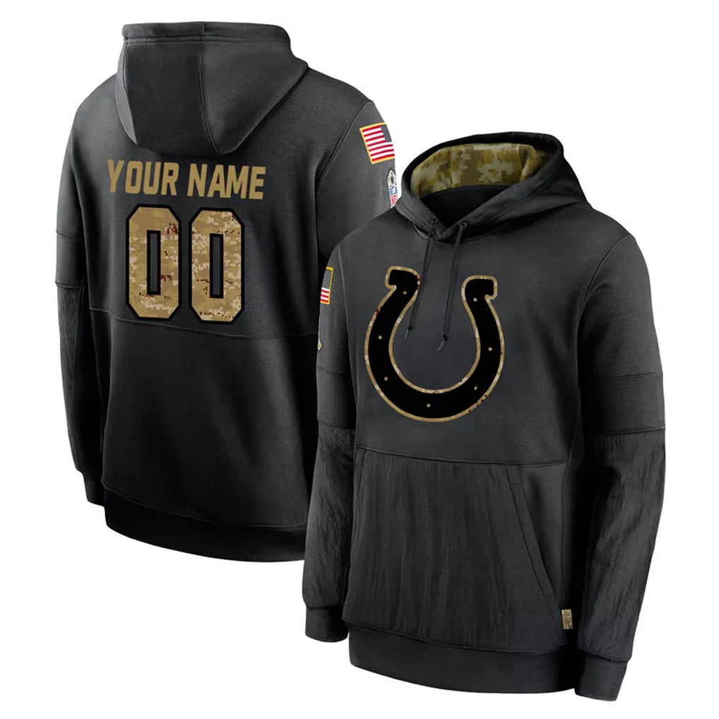 harde Custom IN.Colts Black Salute to Service Hoodies Limited Game Any Name & Numbers Stitched Jerseys