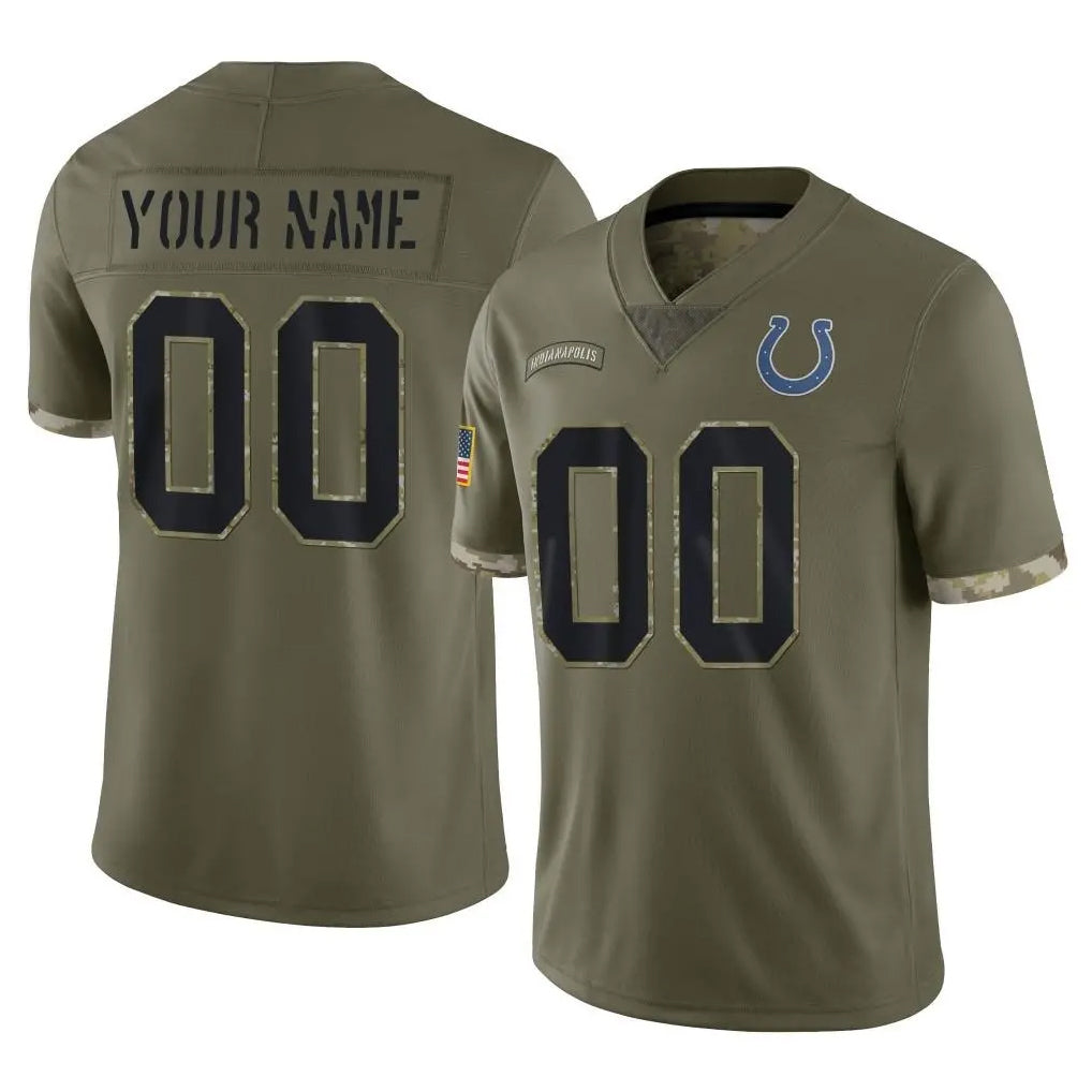 harde Custom IN.Colts Olive Salute To Service Limited Any Name & Numbers Stitched Jerseys