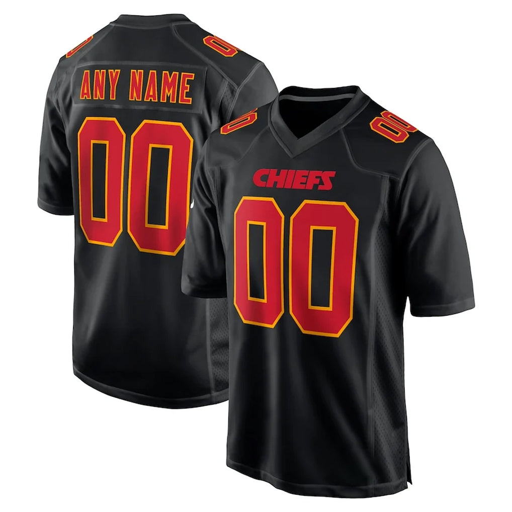 harde Custom KC.Chiefs Black Fashion Home Game Any Name & Numbers Stitched Jerseys